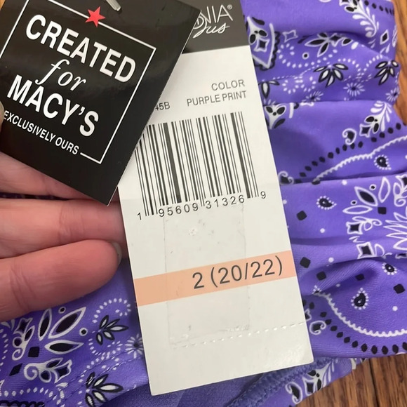 California Waves PURPLE PRINT Flowery Flow Bikini Swim Bottom  US 2 (20/22) NWT - Picture 5 of 8